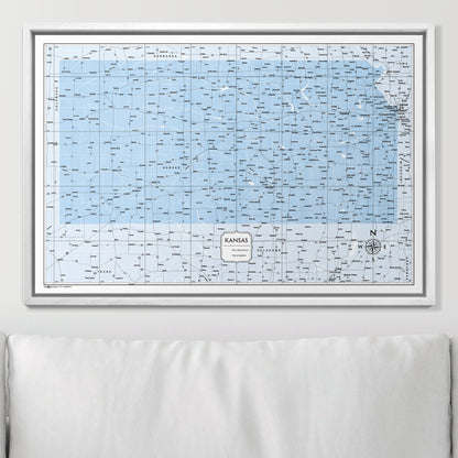 Push Pin Kansas Map (Pin Board) - Light Blue Color Splash CM Pin Board