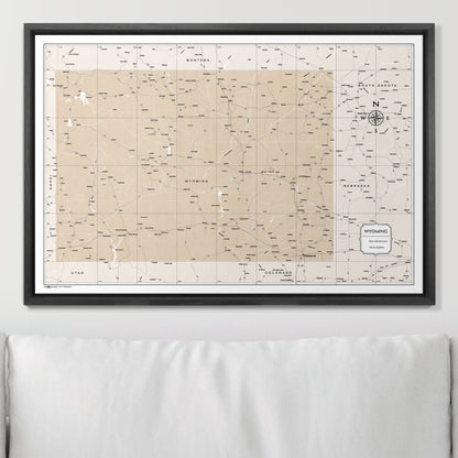 Push Pin Wyoming Map (Pin Board) - Light Brown Color Splash CM Pin Board