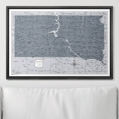 Push Pin South Dakota Map (Pin Board) - Dark Gray Color Splash CM Pin Board