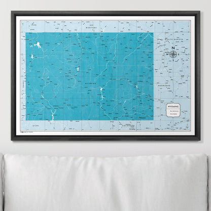 Push Pin Wyoming Map (Pin Board) - Teal Color Splash CM Pin Board