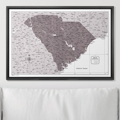 Push Pin South Carolina Map (Pin Board) - Dark Brown Color Splash CM Pin Board