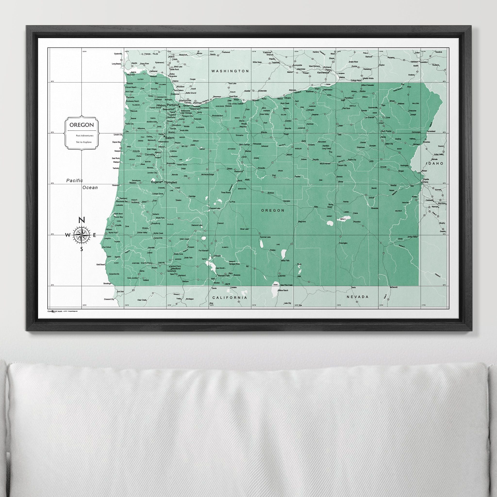 Push Pin Oregon Map (Pin Board) - Green Color Splash CM Pin Board