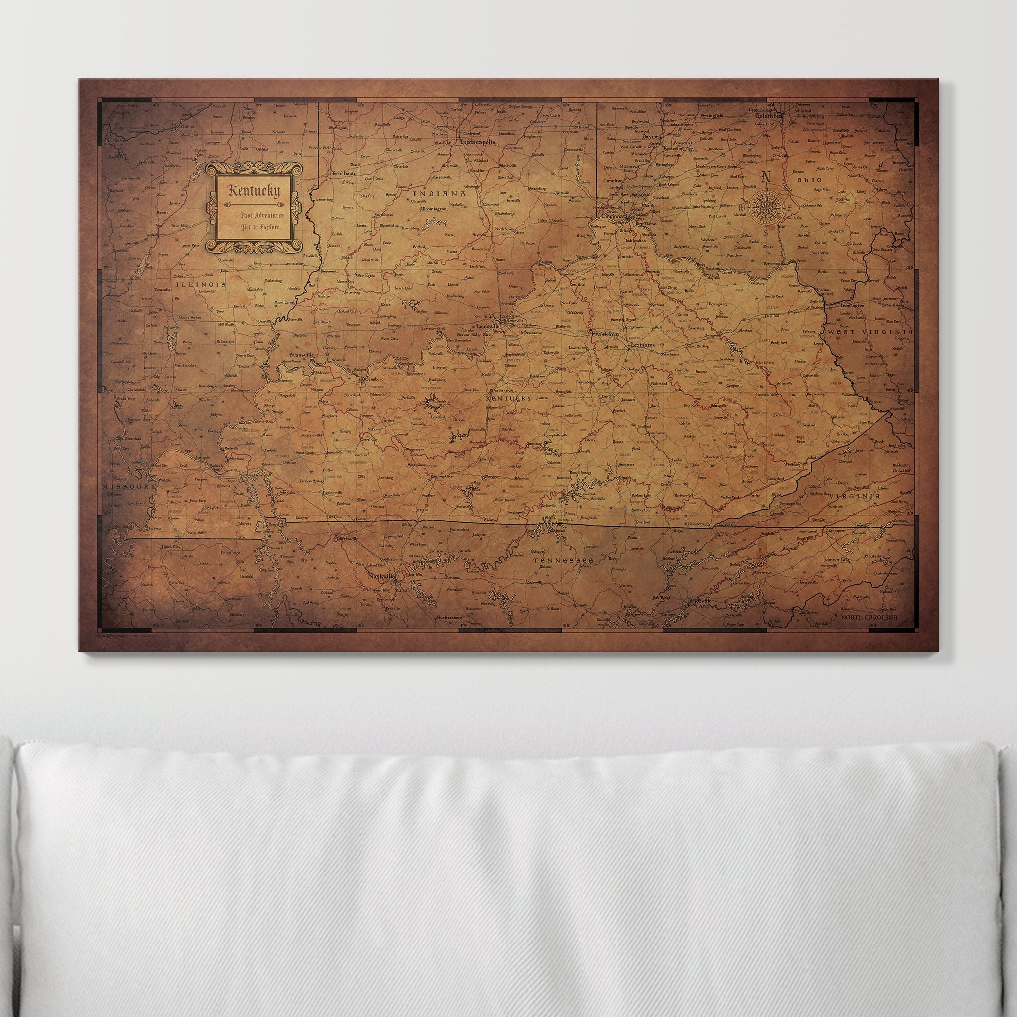 Push Pin Kentucky Map (Pin Board) - Golden Aged CM Pin Board