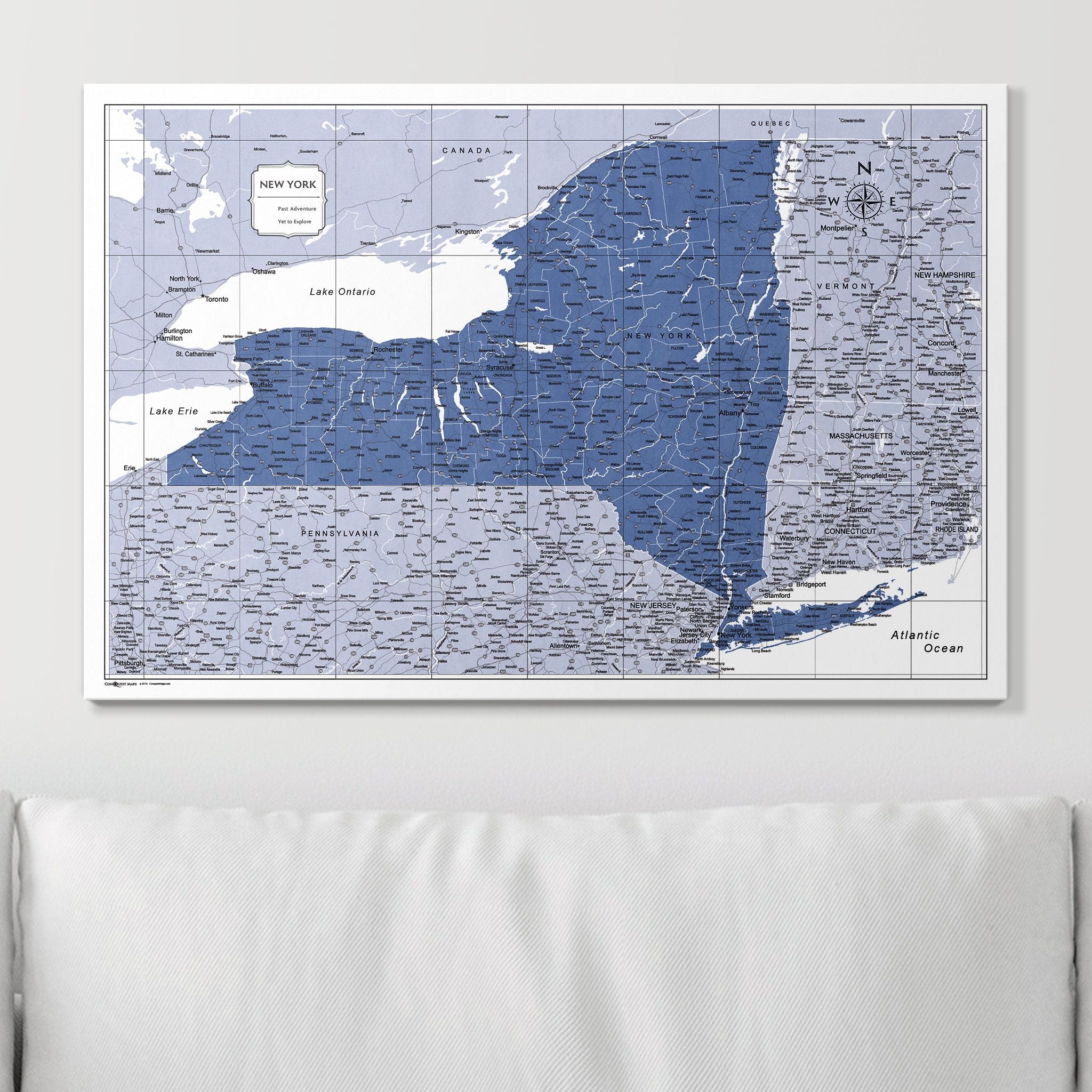 Push Pin New York Map (Pin Board) - Navy Color Splash CM Pin Board