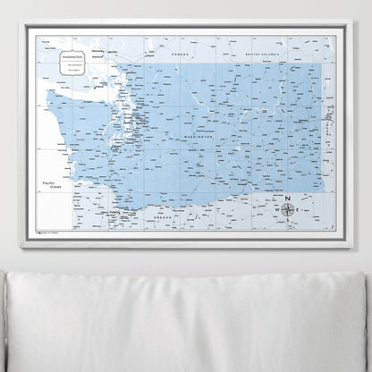 Push Pin Washington Map (Pin Board) - Light Blue Color Splash CM Pin Board