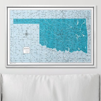 Push Pin Oklahoma Map (Pin Board) - Teal Color Splash CM Pin Board