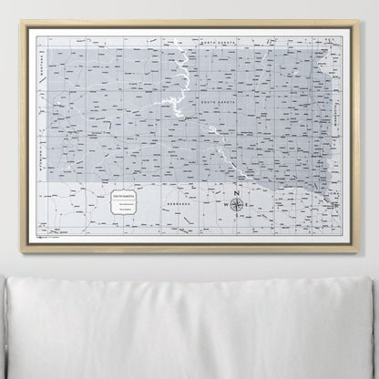 Push Pin South Dakota Map (Pin Board) - Light Gray Color Splash CM Pin Board