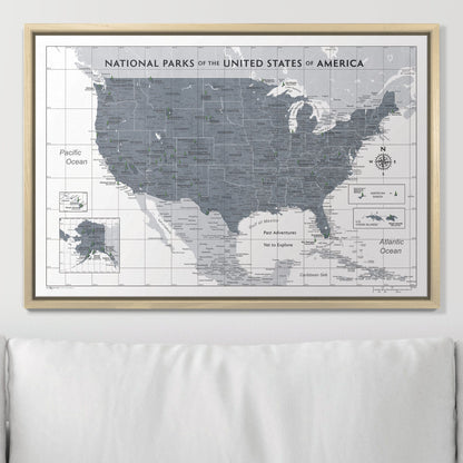 Push Pin National Parks Map (Pin Board) - Dark Gray Color Splash CM Pin Board