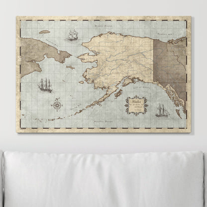 Push Pin Alaska Map (Pin Board) - Rustic Vintage CM Pin Board