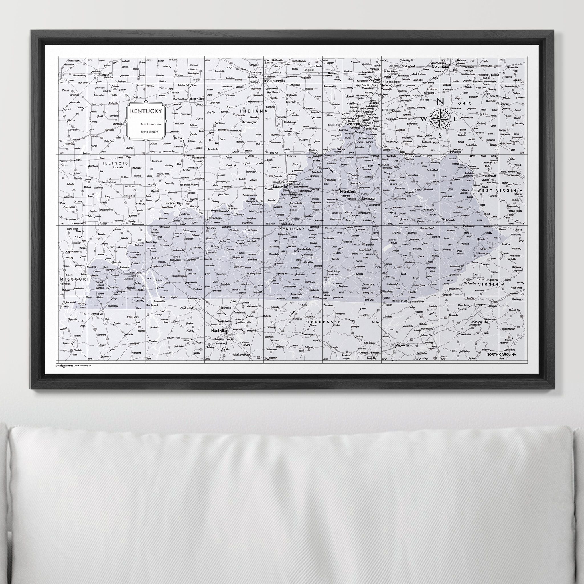 Push Pin Kentucky Map (Pin Board) - Light Gray Color Splash CM Pin Board