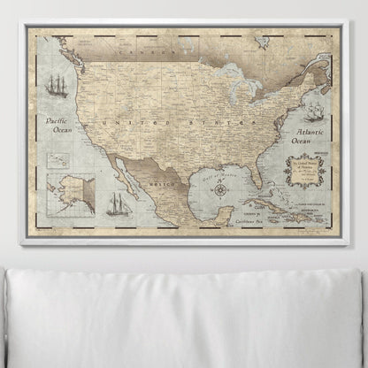 Push Pin USA Map (Pin Board) - Rustic Vintage CM Pin Board