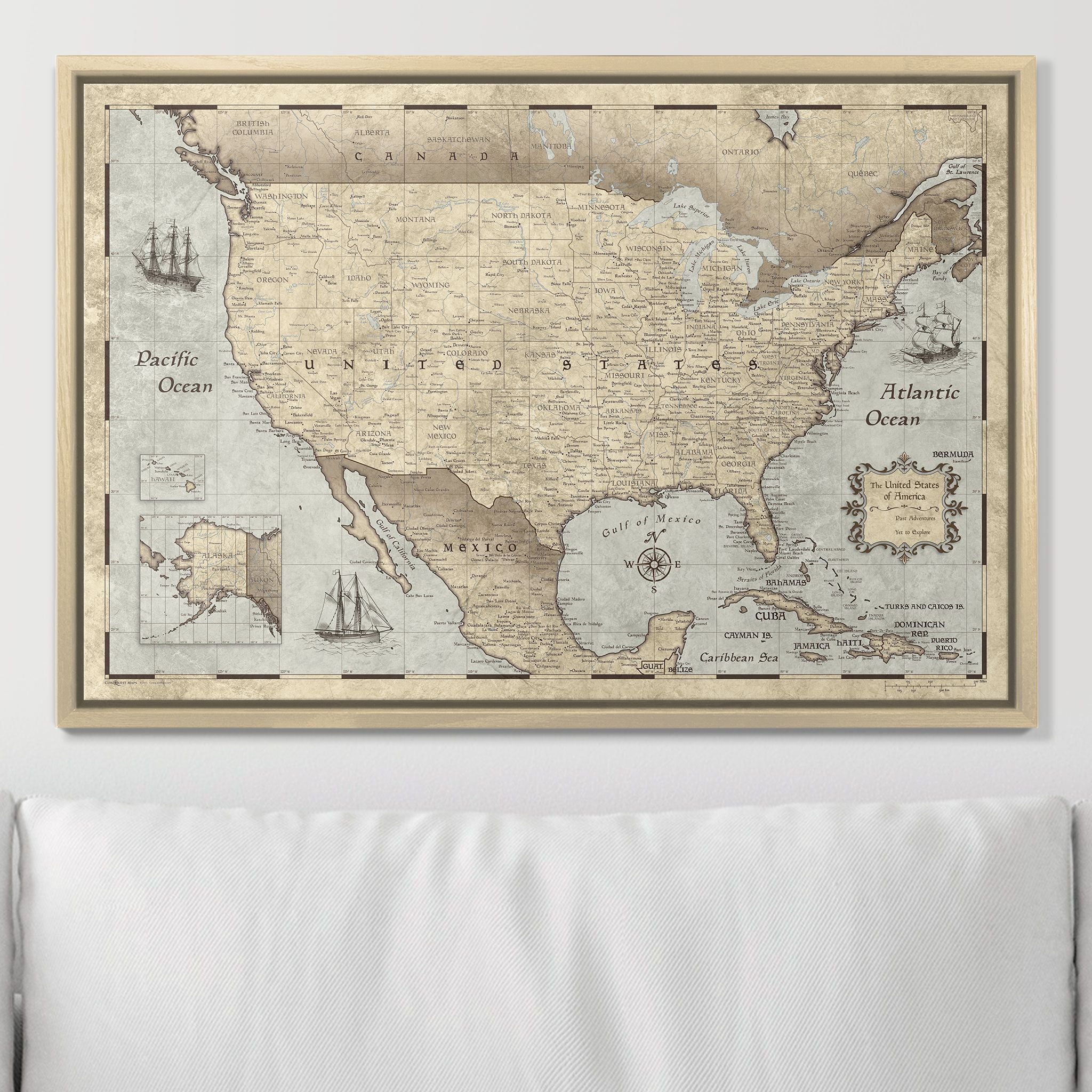 Push Pin USA Map (Pin Board) - Rustic Vintage CM Pin Board