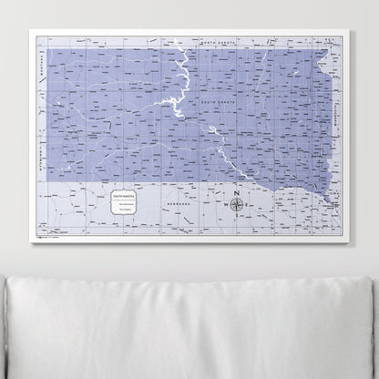 Push Pin South Dakota Map (Pin Board) - Purple Color Splash CM Pin Board