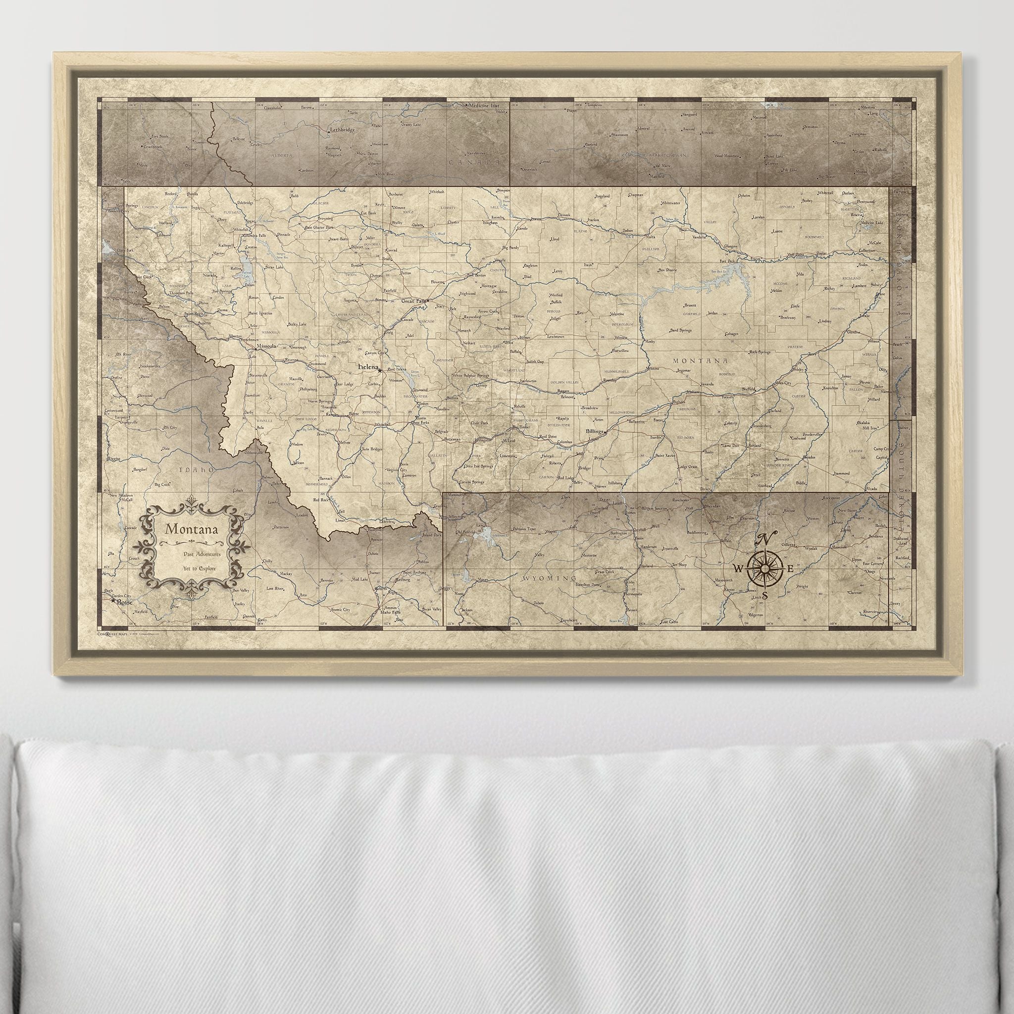 Push Pin Montana Map (Pin Board) - Rustic Vintage CM Pin Board