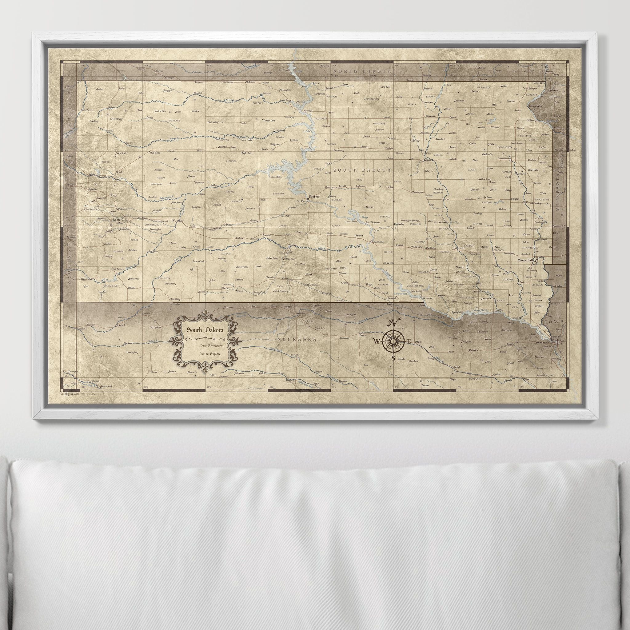 Push Pin South Dakota Map (Pin Board) - Rustic Vintage CM Pin Board