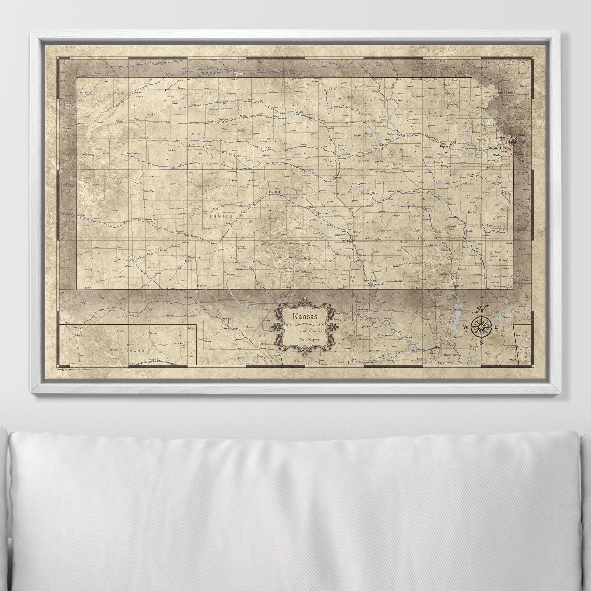 Push Pin Kansas Map (Pin Board) - Rustic Vintage CM Pin Board