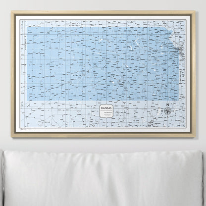 Push Pin Kansas Map (Pin Board) - Light Blue Color Splash CM Pin Board