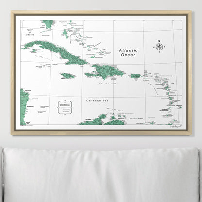 Push Pin Caribbean Map (Pin Board) - Green Color Splash CM Pin Board