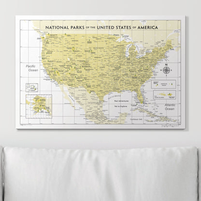 Push Pin National Parks Map (Pin Board) - Yellow Color Splash CM Pin Board