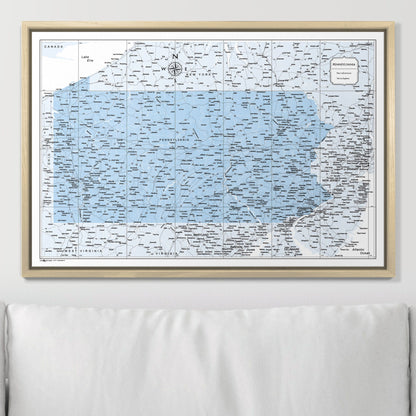 Push Pin Pennsylvania Map (Pin Board) - Light Blue Color Splash CM Pin Board