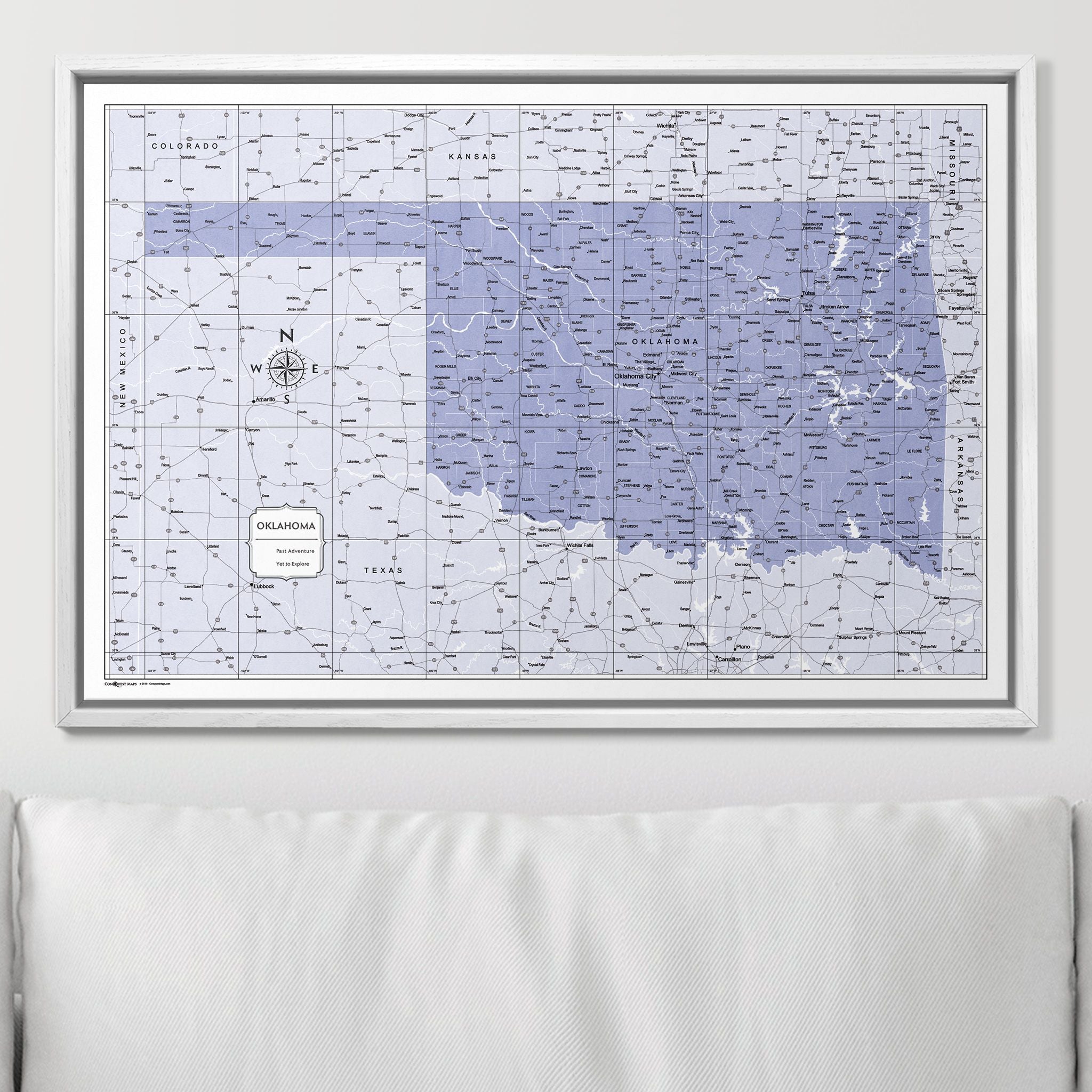 Push Pin Oklahoma Map (Pin Board) - Purple Color Splash CM Pin Board