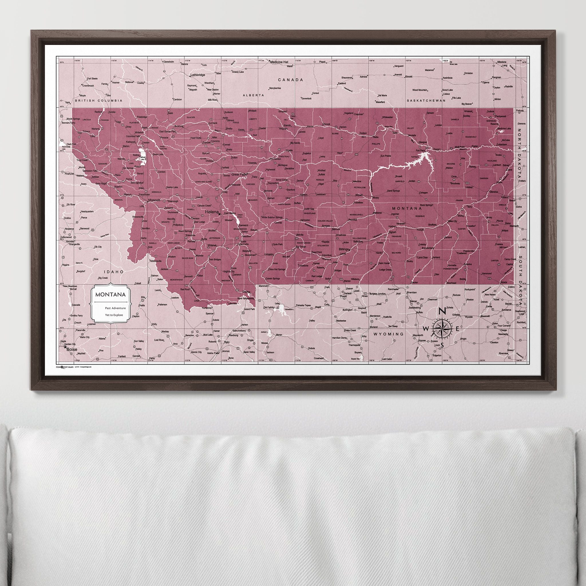 Push Pin Montana Map (Pin Board) - Burgundy Color Splash CM Pin Board