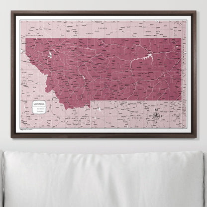 Push Pin Montana Map (Pin Board) - Burgundy Color Splash CM Pin Board