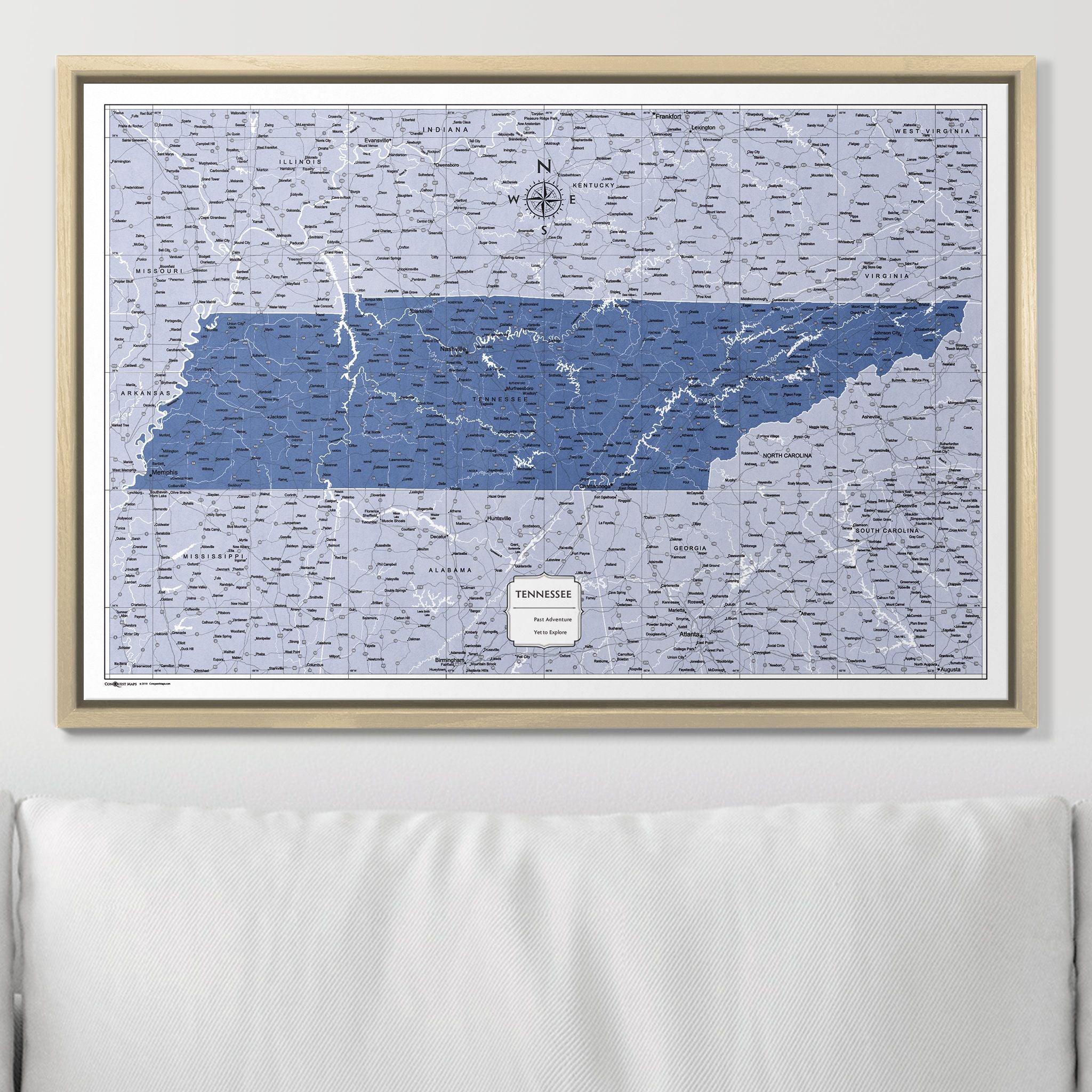 Push Pin Tennessee Map (Pin Board) - Navy Color Splash CM Pin Board