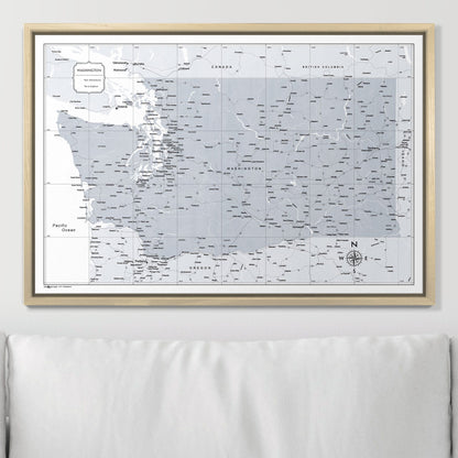 Push Pin Washington Map (Pin Board) - Light Gray Color Splash CM Pin Board