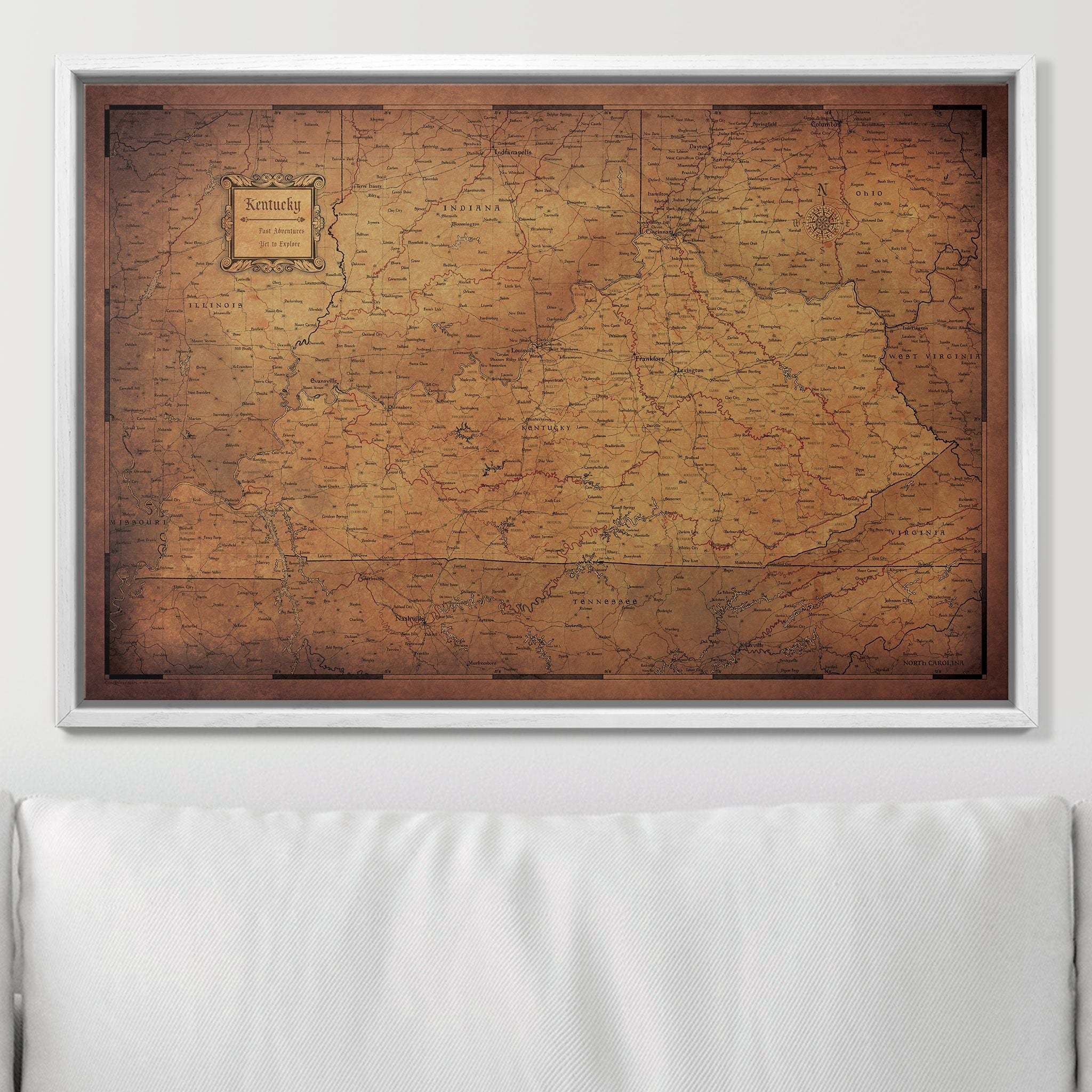 Push Pin Kentucky Map (Pin Board) - Golden Aged CM Pin Board