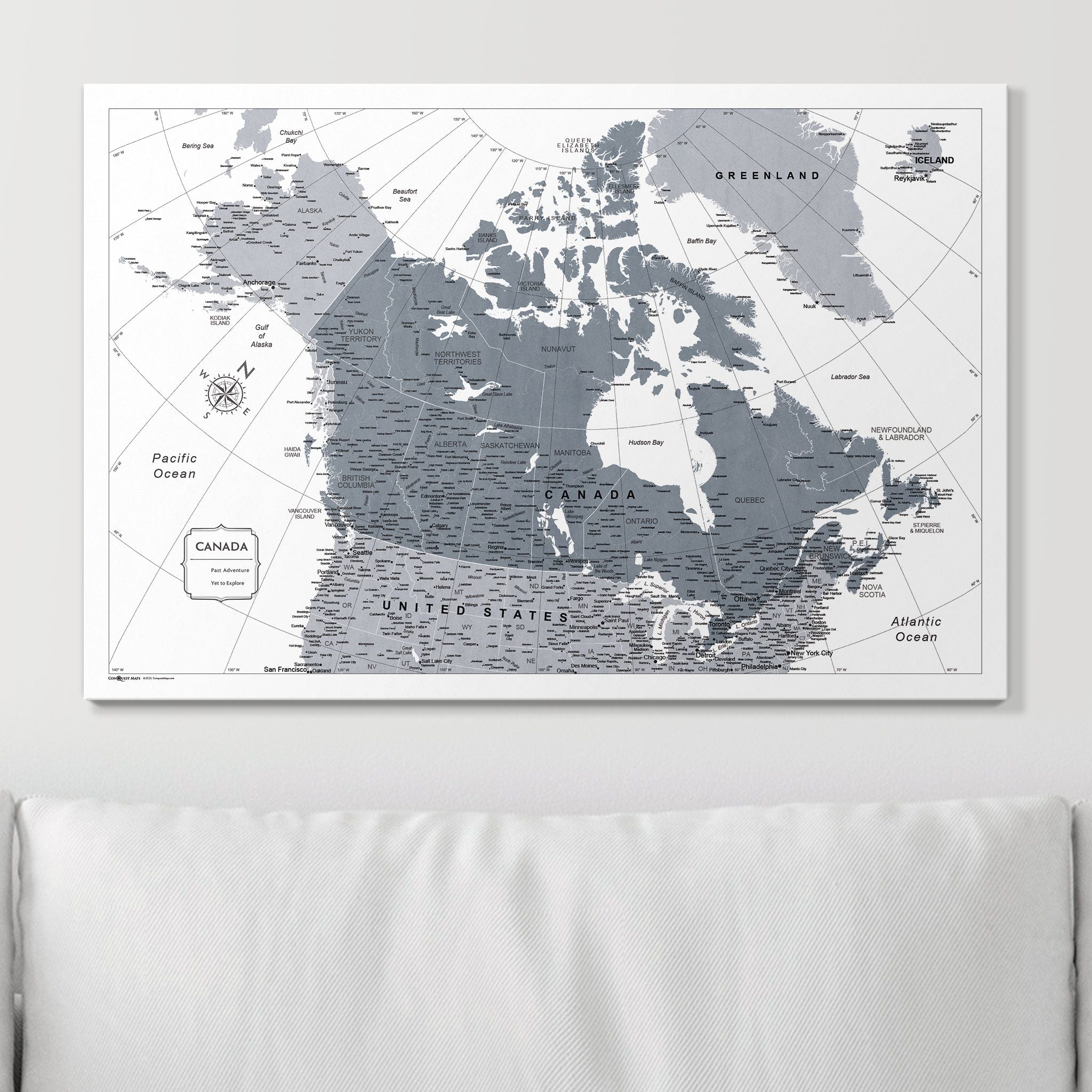 Push Pin Canada Map (Pin Board) - Dark Gray Color Splash CM Pin Board