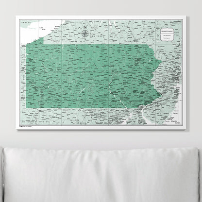 Push Pin Pennsylvania Map (Pin Board) - Green Color Splash CM Pin Board