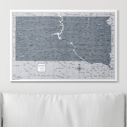 Push Pin South Dakota Map (Pin Board) - Dark Gray Color Splash CM Pin Board