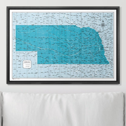 Push Pin Nebraska Map (Pin Board) - Teal Color Splash CM Pin Board