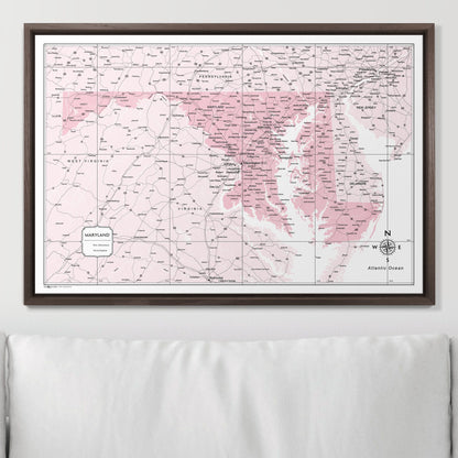 Push Pin Maryland Map (Pin Board) - Pink Color Splash CM Pin Board