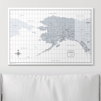 Push Pin Alaska Map (Pin Board) - Light Gray Color Splash CM Pin Board