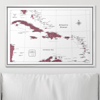 Push Pin Caribbean Map (Pin Board) - Burgundy Color Splash CM Pin Board