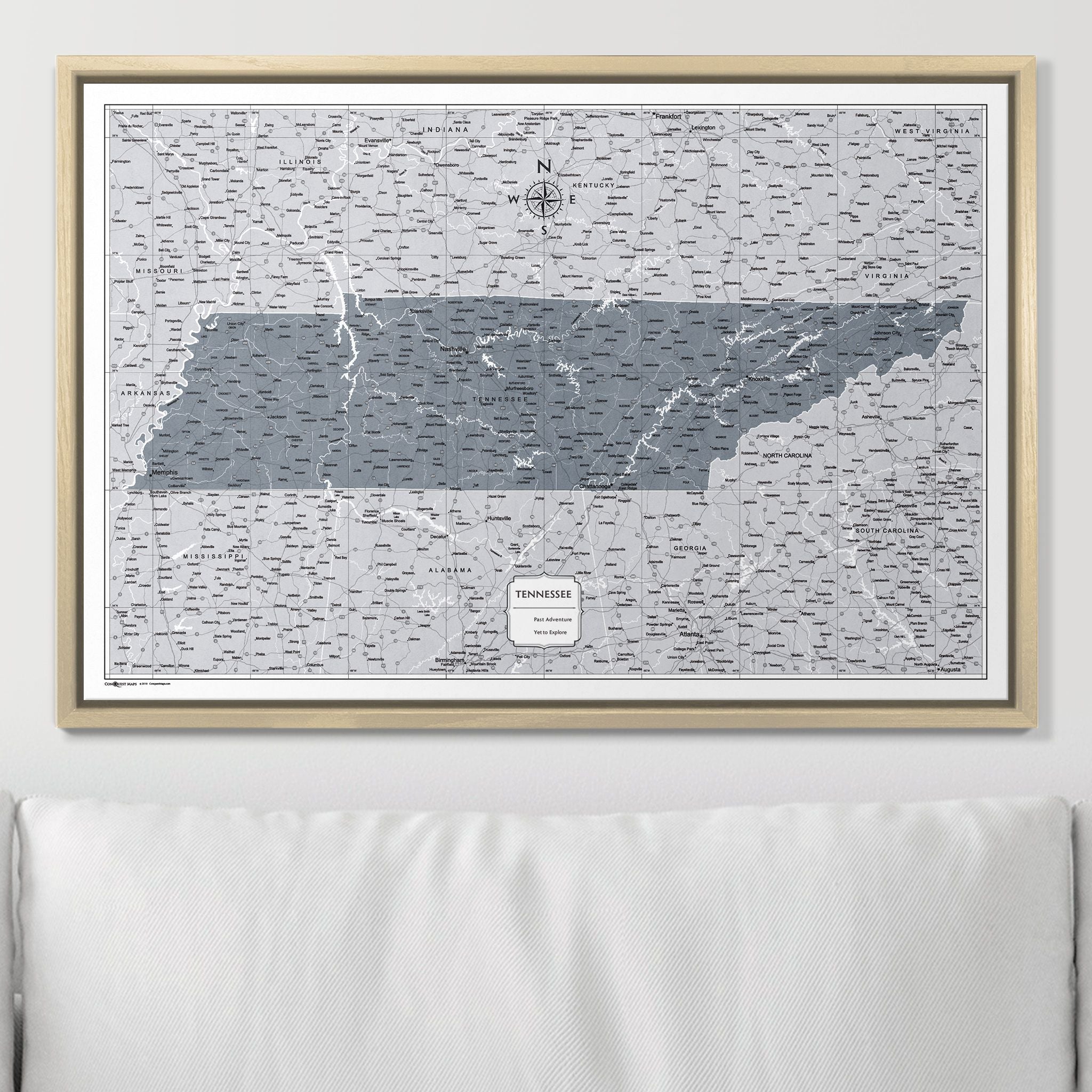 Push Pin Tennessee Map (Pin Board) - Dark Gray Color Splash CM Pin Board