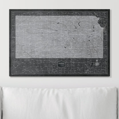 Push Pin Kansas Map (Pin Board) - Modern Slate CM Pin Board