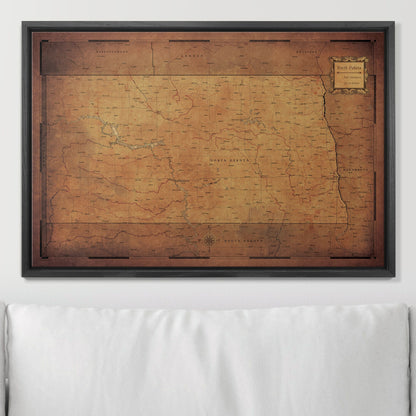 Push Pin North Dakota Map (Pin Board) - Golden Aged CM Pin Board