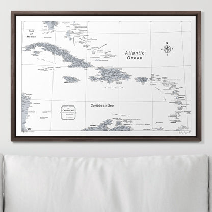 Push Pin Caribbean Map (Pin Board) - Light Gray Color Splash CM Pin Board