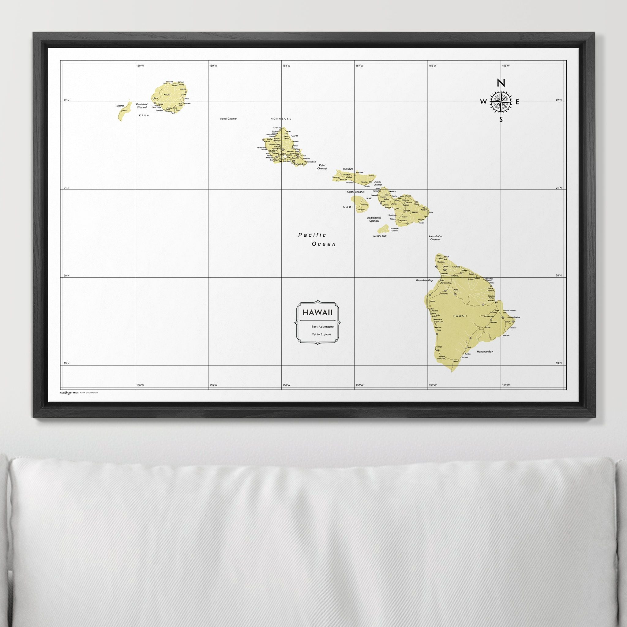 Push Pin Hawaii Map (Pin Board) - Yellow Color Splash CM Pin Board