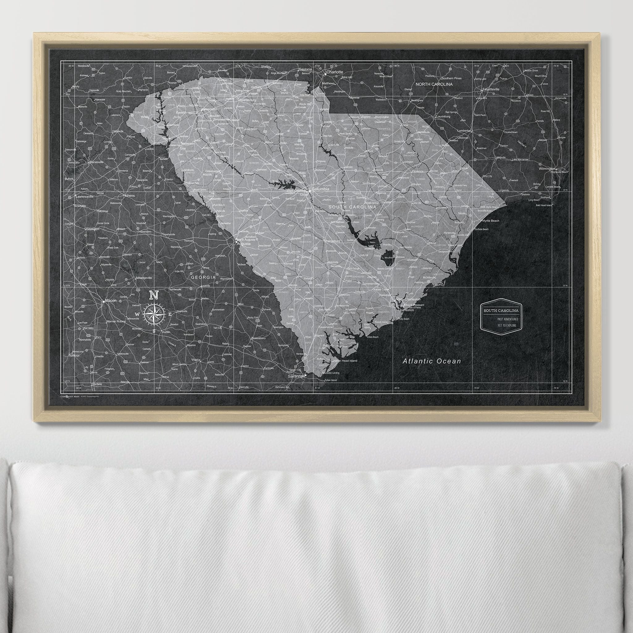 Push Pin South Carolina Map (Pin Board) - Modern Slate CM Pin Board