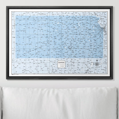 Push Pin Kansas Map (Pin Board) - Light Blue Color Splash CM Pin Board