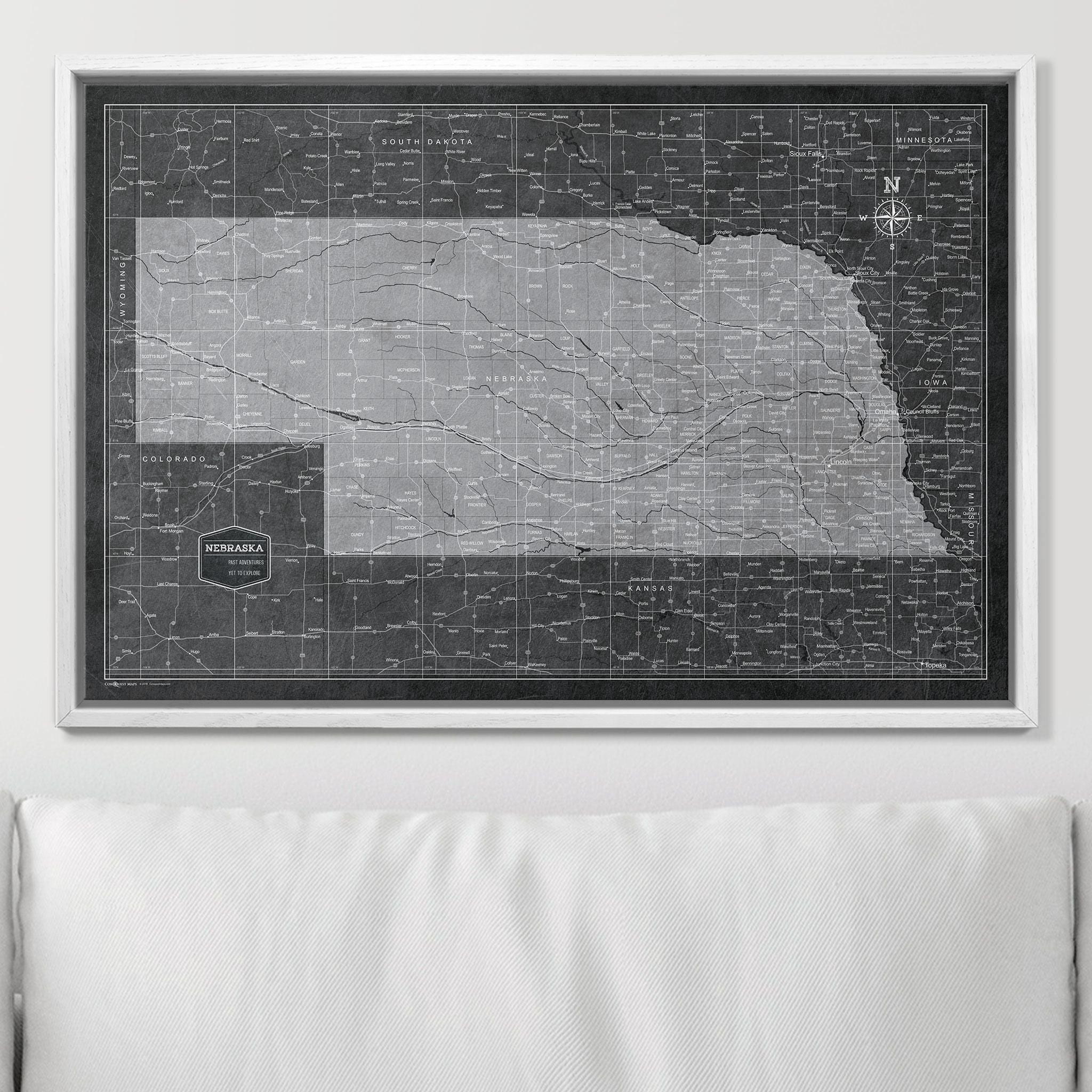 Push Pin Nebraska Map (Pin Board) - Modern Slate CM Pin Board