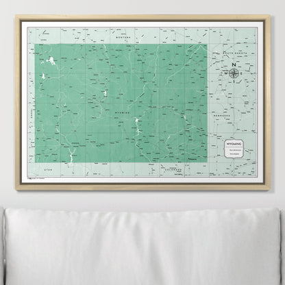 Push Pin Wyoming Map (Pin Board) - Green Color Splash CM Pin Board