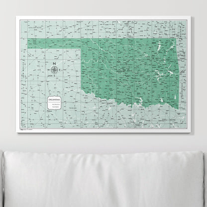 Push Pin Oklahoma Map (Pin Board) - Green Color Splash CM Pin Board