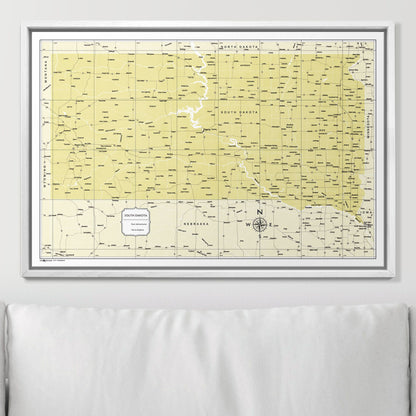 Push Pin South Dakota Map (Pin Board) - Yellow Color Splash CM Pin Board