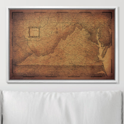 Push Pin Virginia Map (Pin Board) - Golden Aged CM Pin Board