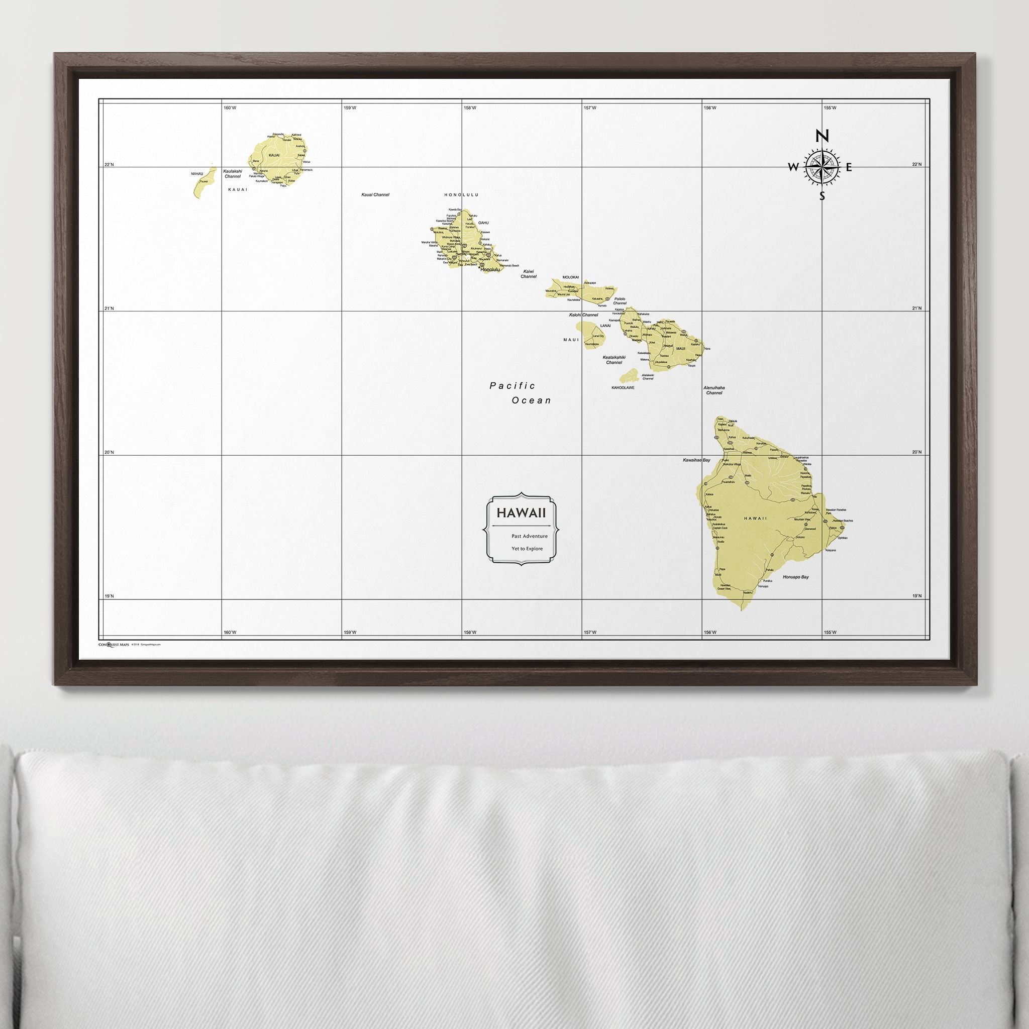 Push Pin Hawaii Map (Pin Board) - Yellow Color Splash CM Pin Board